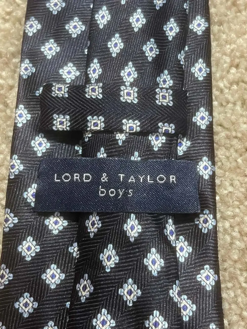 Lord & Taylor Boys Navy Blue Patterned Silk Tie